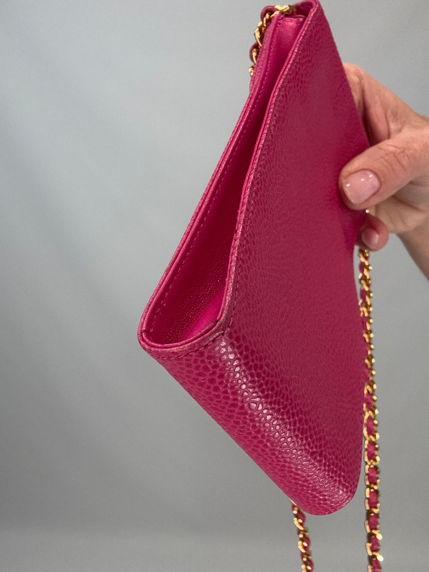 Chanel Caviar CC Phone Holder Crossbody - Pink