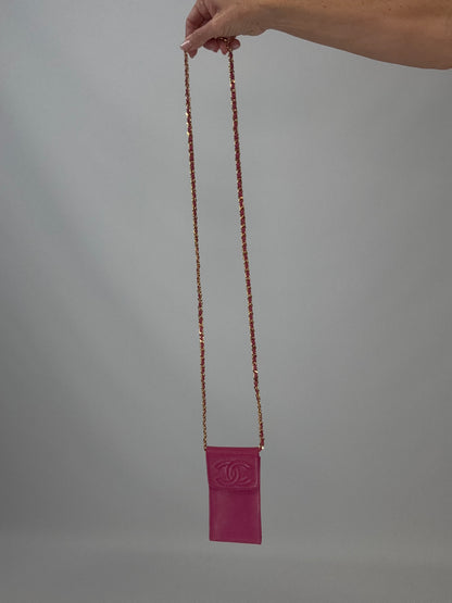 Chanel Caviar CC Phone Holder Crossbody - Pink
