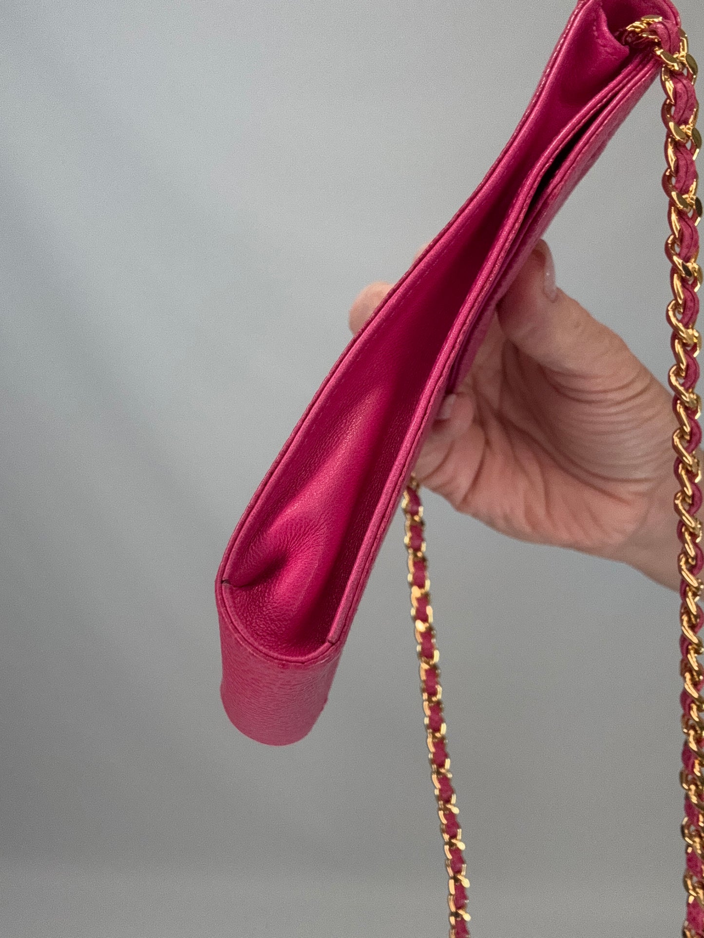 Chanel Caviar CC Phone Holder Crossbody - Pink
