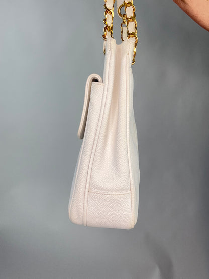 Chanel Caviar Front Pocket Tote - White