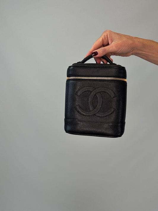 Chanel Caviar Vanity Cosmetic Case - Black
