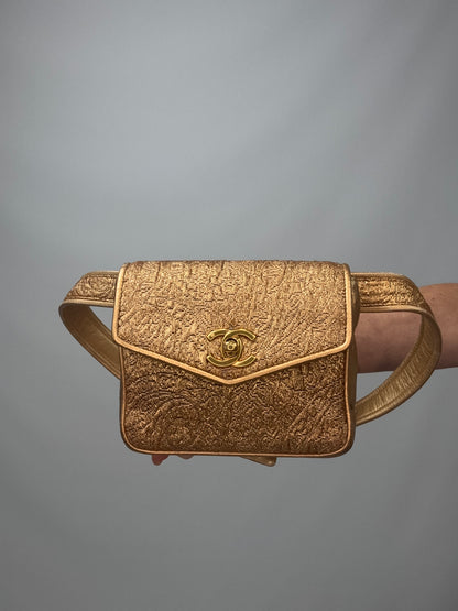 Chanel Coco Mark Nishijin-ori Waist Pouch - Gold