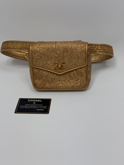 Chanel Coco Mark Nishijin-ori Waist Pouch - Gold