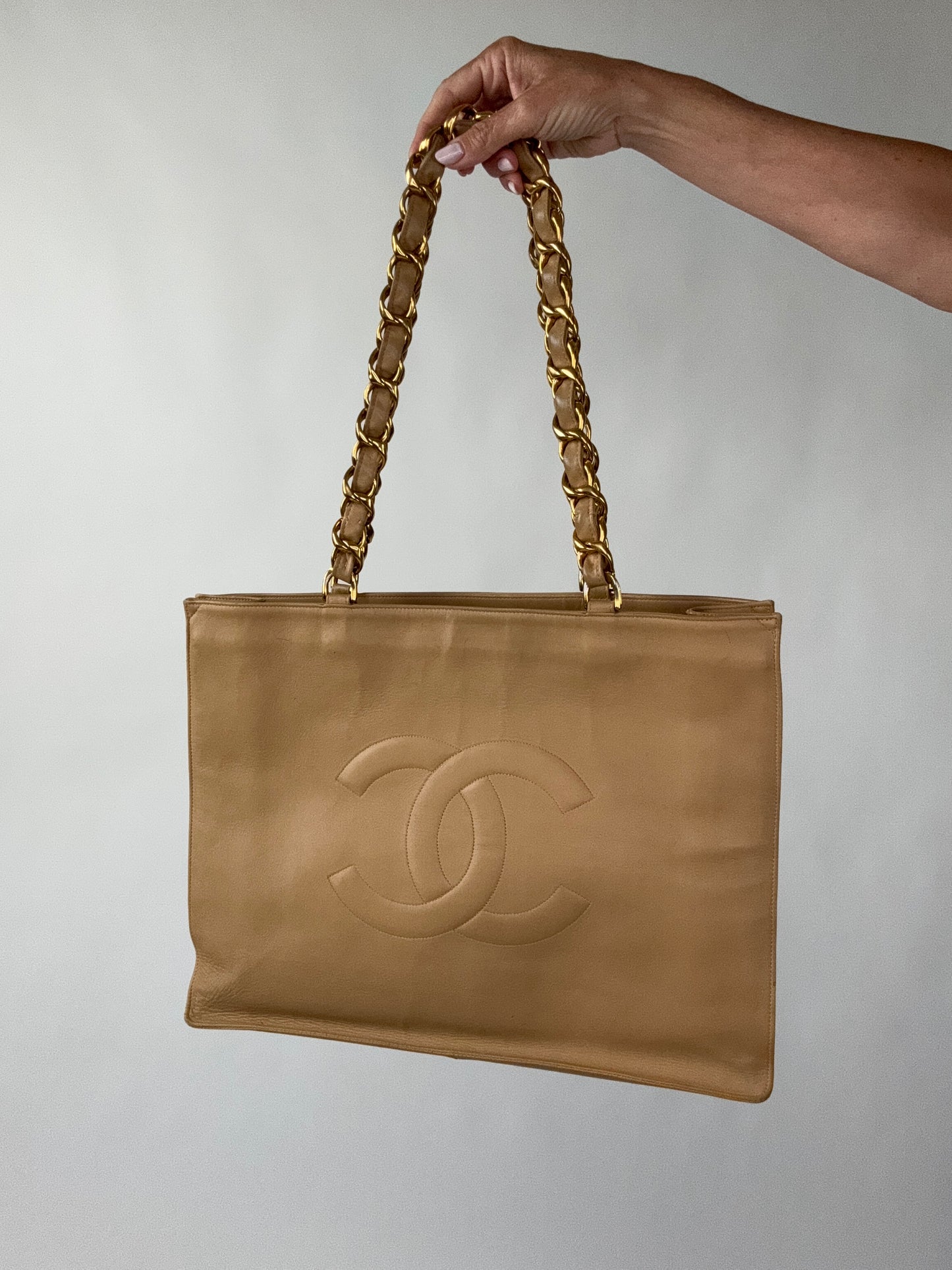 Chanel Deca Coco Chain Tote - Tan