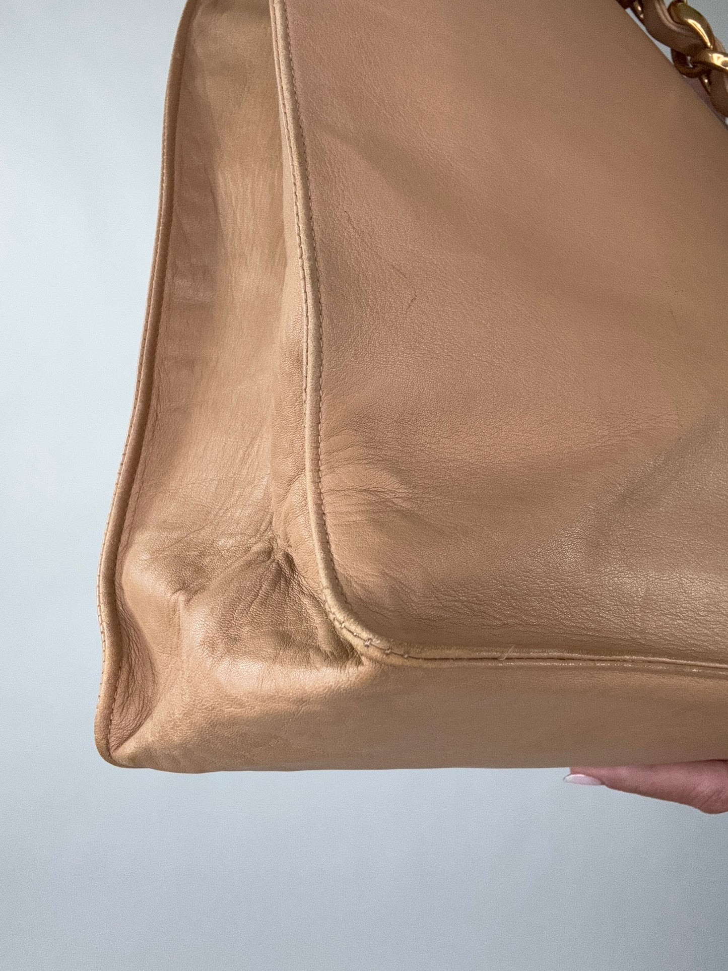 Chanel Deca Coco Chain Tote - Tan