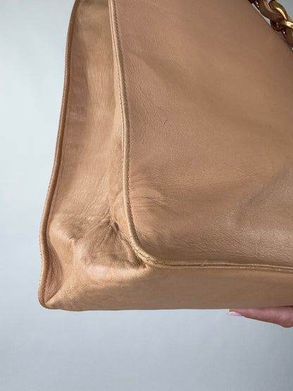 Chanel Deca Coco Chain Tote - Tan