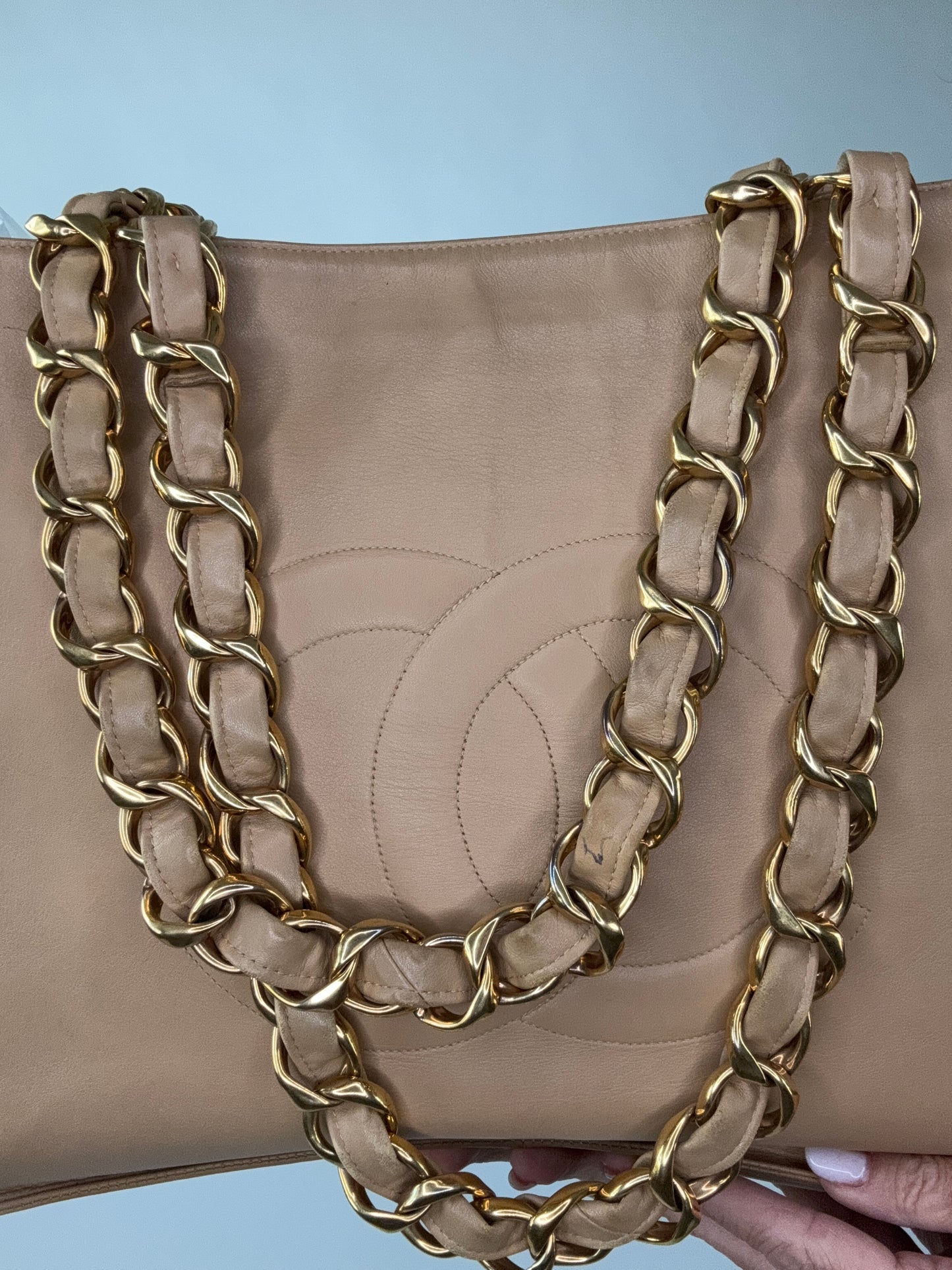Chanel Deca Coco Chain Tote - Tan
