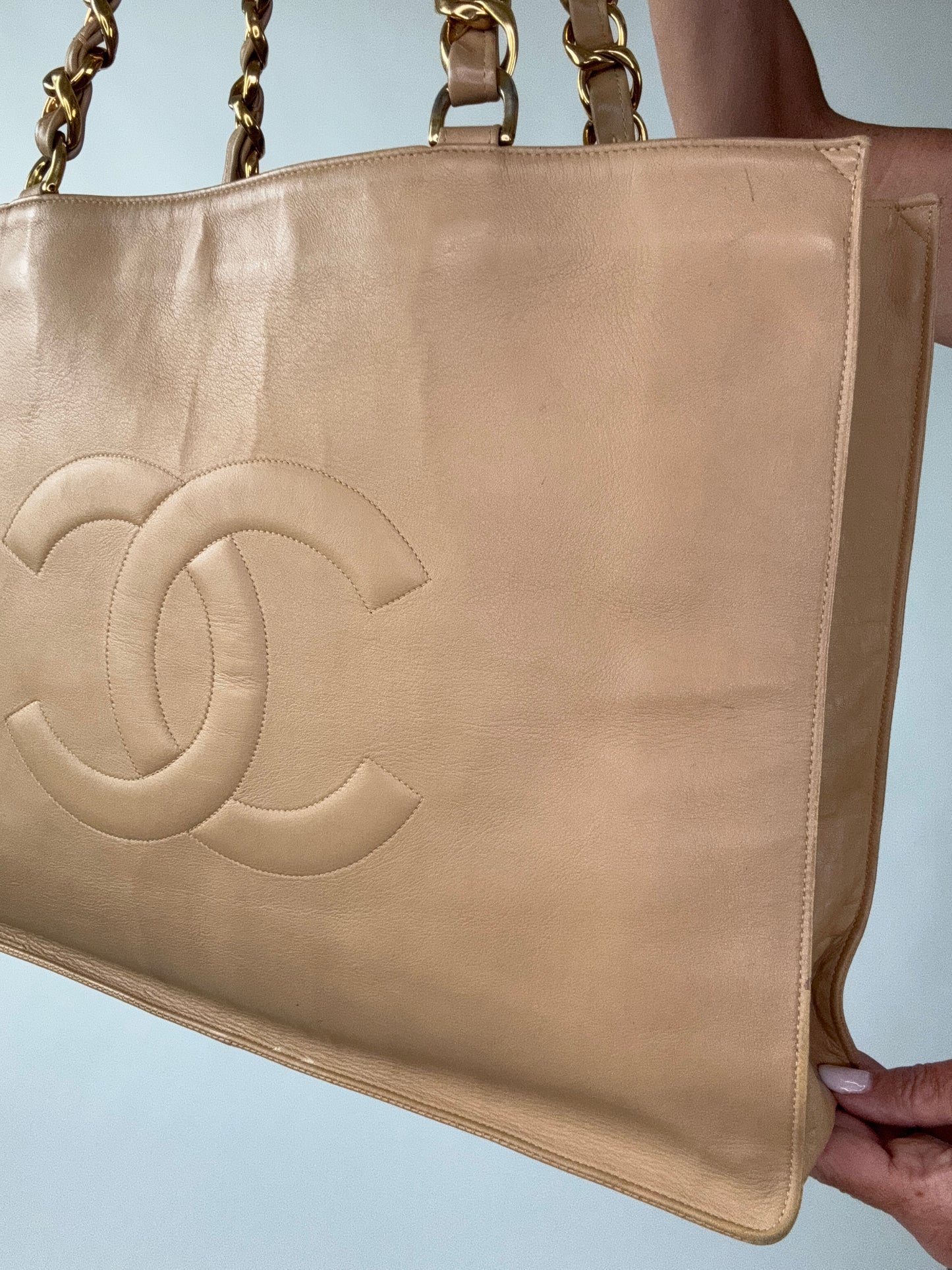 Chanel Deca Coco Chain Tote - Tan