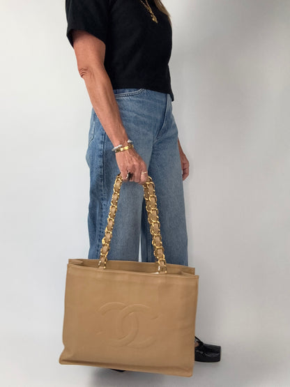 Chanel Deca Coco Chain Tote - Tan