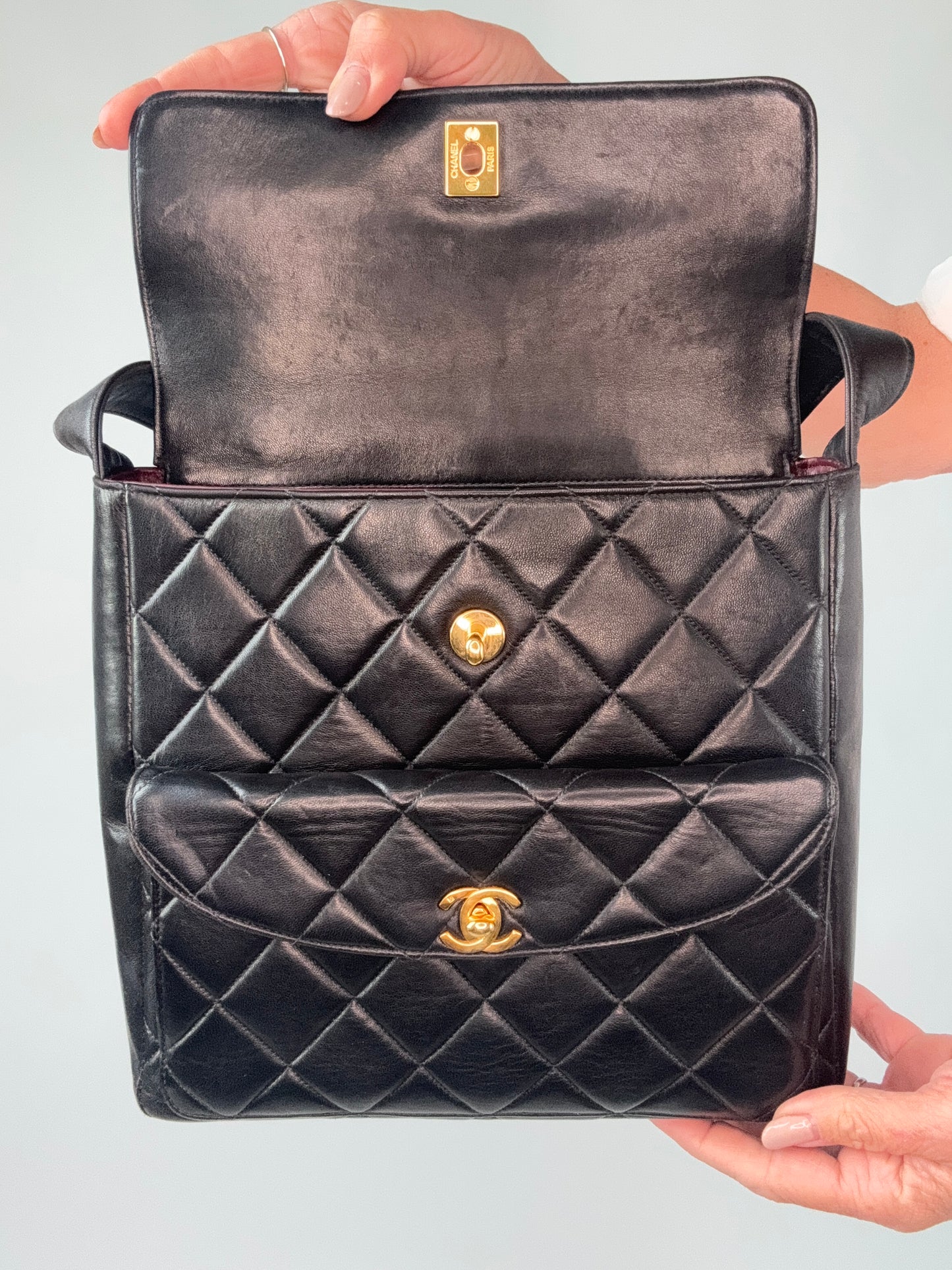 Chanel Vintage Double Turn Lock Pocket Shoulder Bag-Ultra Rare