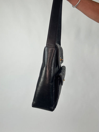 Chanel Vintage Double Turn Lock Pocket Shoulder Bag-Ultra Rare