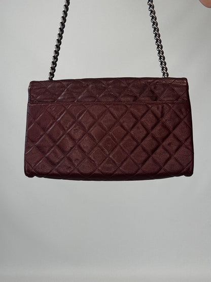 Chanel Goatskin City Rock Flap Bag - Burgundy