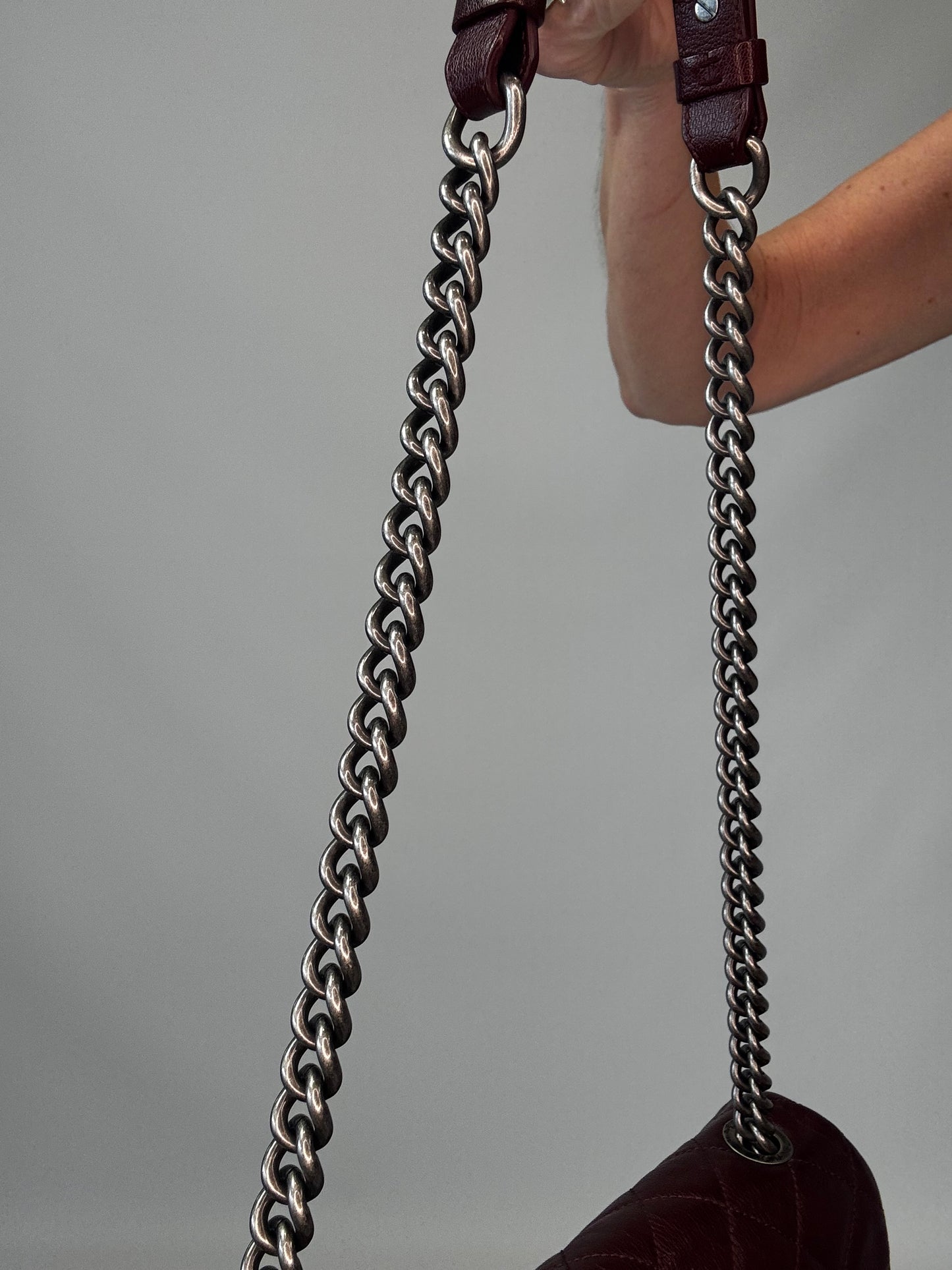 Chanel Goatskin City Rock Flap Bag - Burgundy