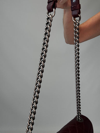 Chanel Goatskin City Rock Flap Bag - Burgundy