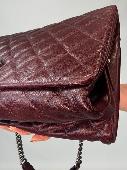 Chanel Goatskin City Rock Flap Bag - Burgundy