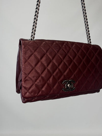Chanel Goatskin City Rock Flap Bag - Burgundy