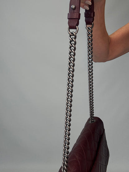 Chanel Goatskin City Rock Flap Bag - Burgundy