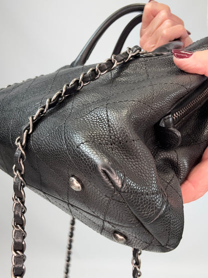 Chanel Grained Vegetal Calfskin Urban Shopping Tote - Black