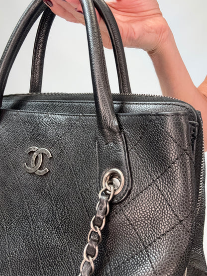 Chanel Grained Vegetal Calfskin Urban Shopping Tote - Black