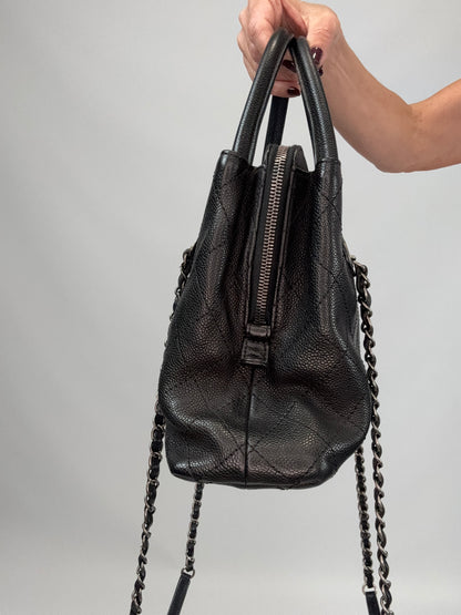 Chanel Grained Vegetal Calfskin Urban Shopping Tote - Black