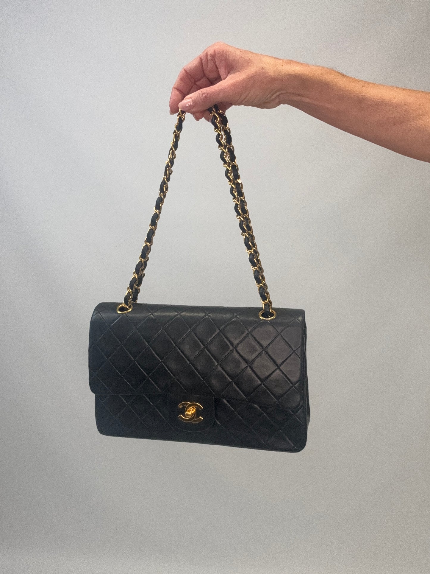 Chanel Lambskin Quilted Medium Double Flap - Black