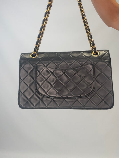 Chanel Lambskin Quilted Medium Double Flap - Black