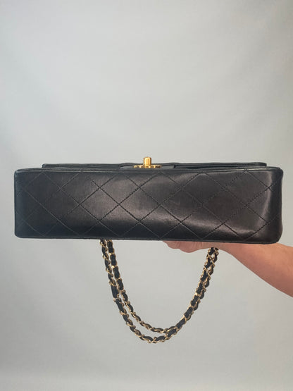 Chanel Lambskin Quilted Medium Double Flap - Black
