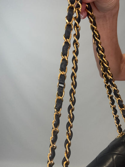 Chanel Lambskin Quilted Medium Double Flap - Black