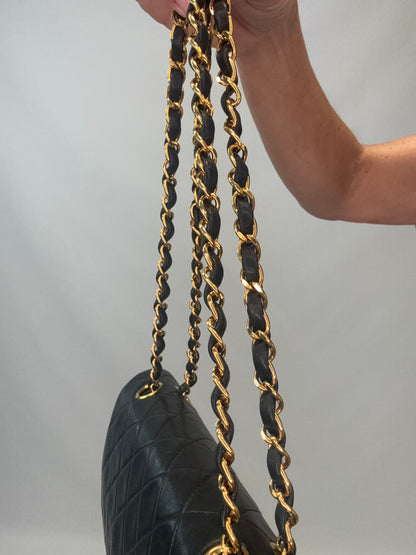 Chanel Lambskin Quilted Medium Double Flap - Black