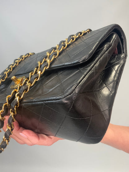 Chanel Lambskin Quilted Medium Double Flap - Black