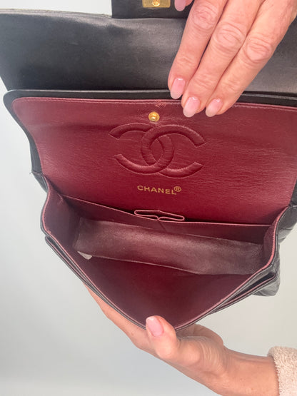 Chanel Lambskin Quilted Medium Double Flap - Black
