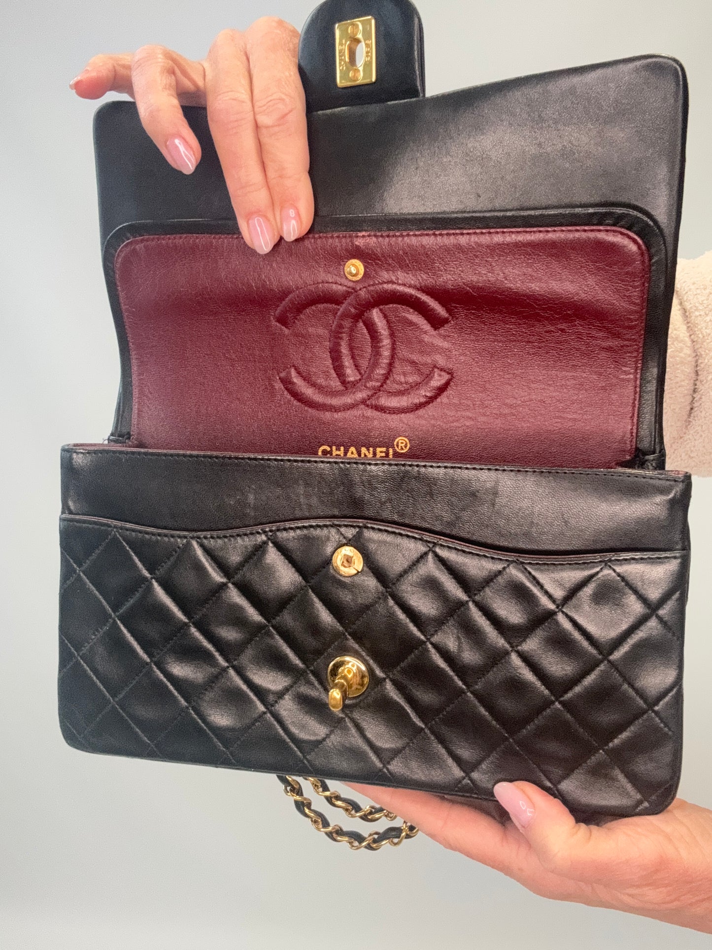 Chanel Lambskin Quilted Medium Double Flap - Black