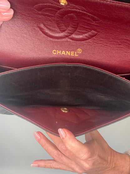 Chanel Lambskin Quilted Medium Double Flap - Black