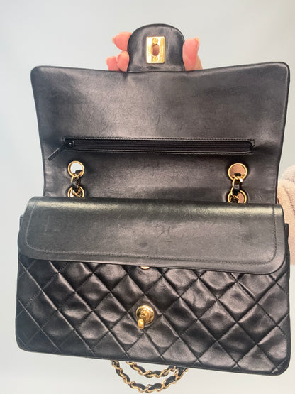Chanel Lambskin Quilted Medium Double Flap - Black