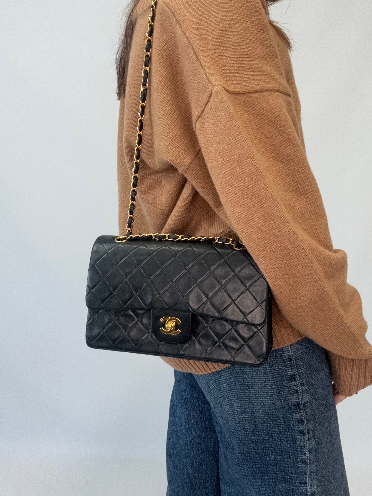 Chanel Lambskin Quilted Medium Double Flap - Black