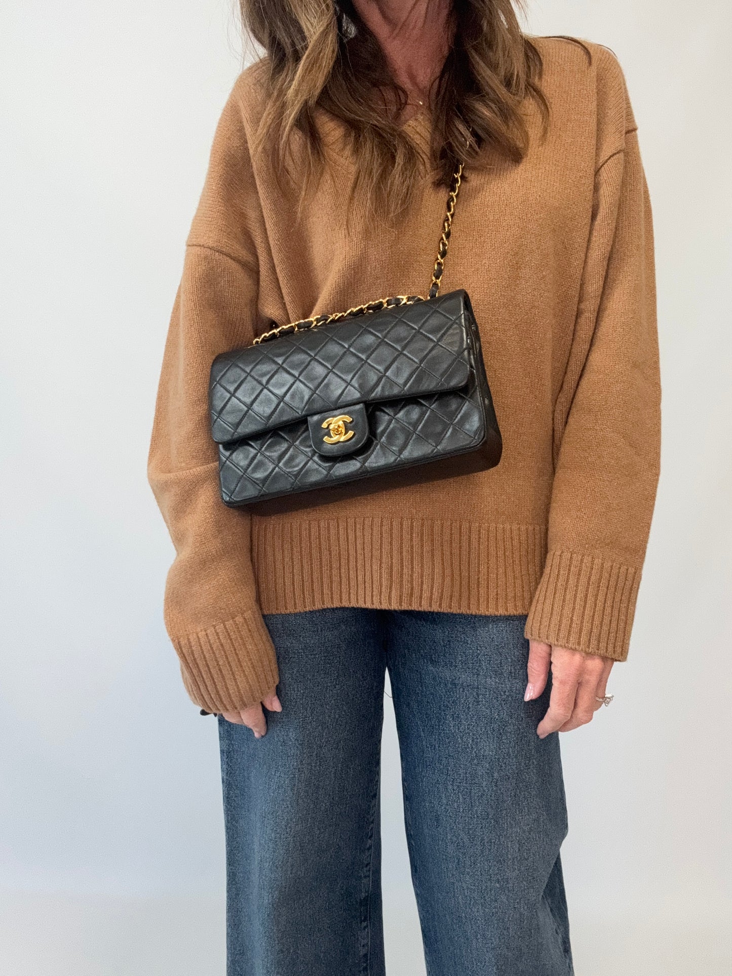 Chanel Lambskin Quilted Medium Double Flap - Black