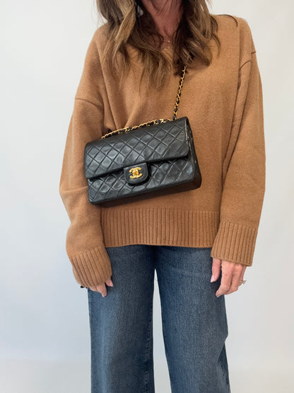 Chanel Lambskin Quilted Medium Double Flap - Black