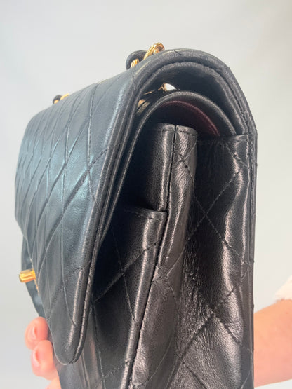 Chanel Lambskin Quilted Medium Double Flap - Black