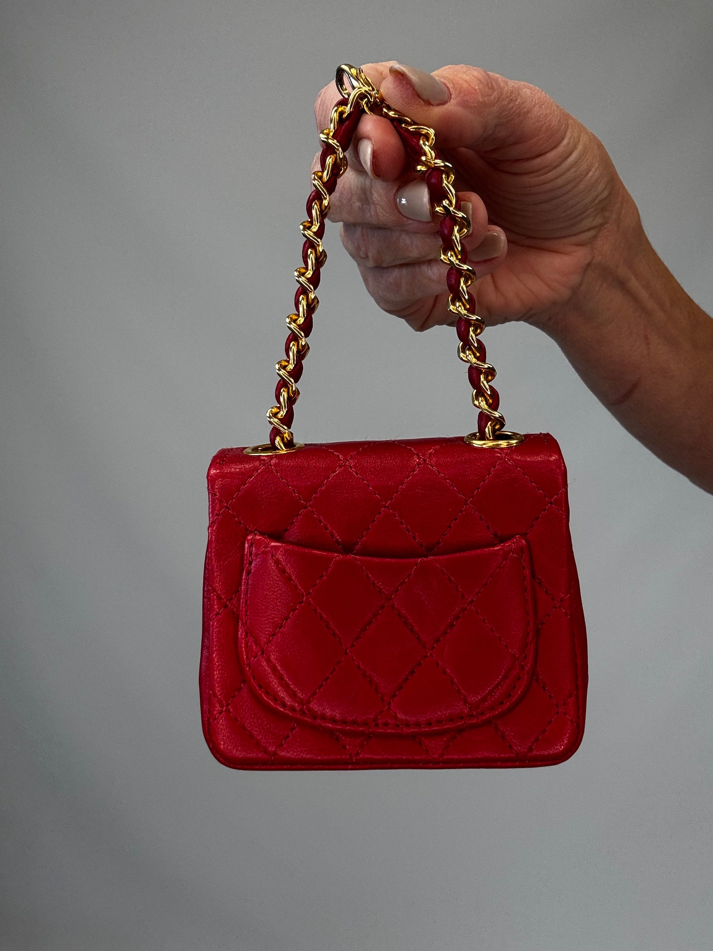 Chanel Red Quilted Lambskin Micro Mini Belt Bag - Red