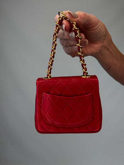 Chanel Red Quilted Lambskin Micro Mini Belt Bag - Red