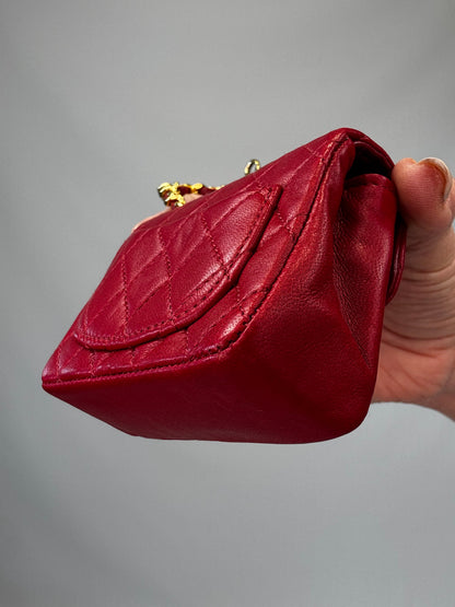 Chanel Red Quilted Lambskin Micro Mini Belt Bag - Red