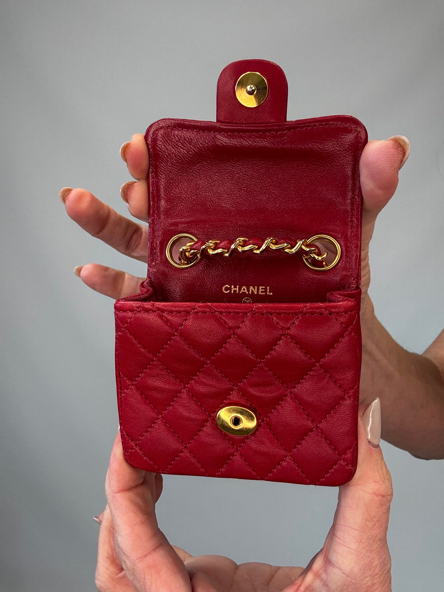 Chanel Red Quilted Lambskin Micro Mini Belt Bag - Red