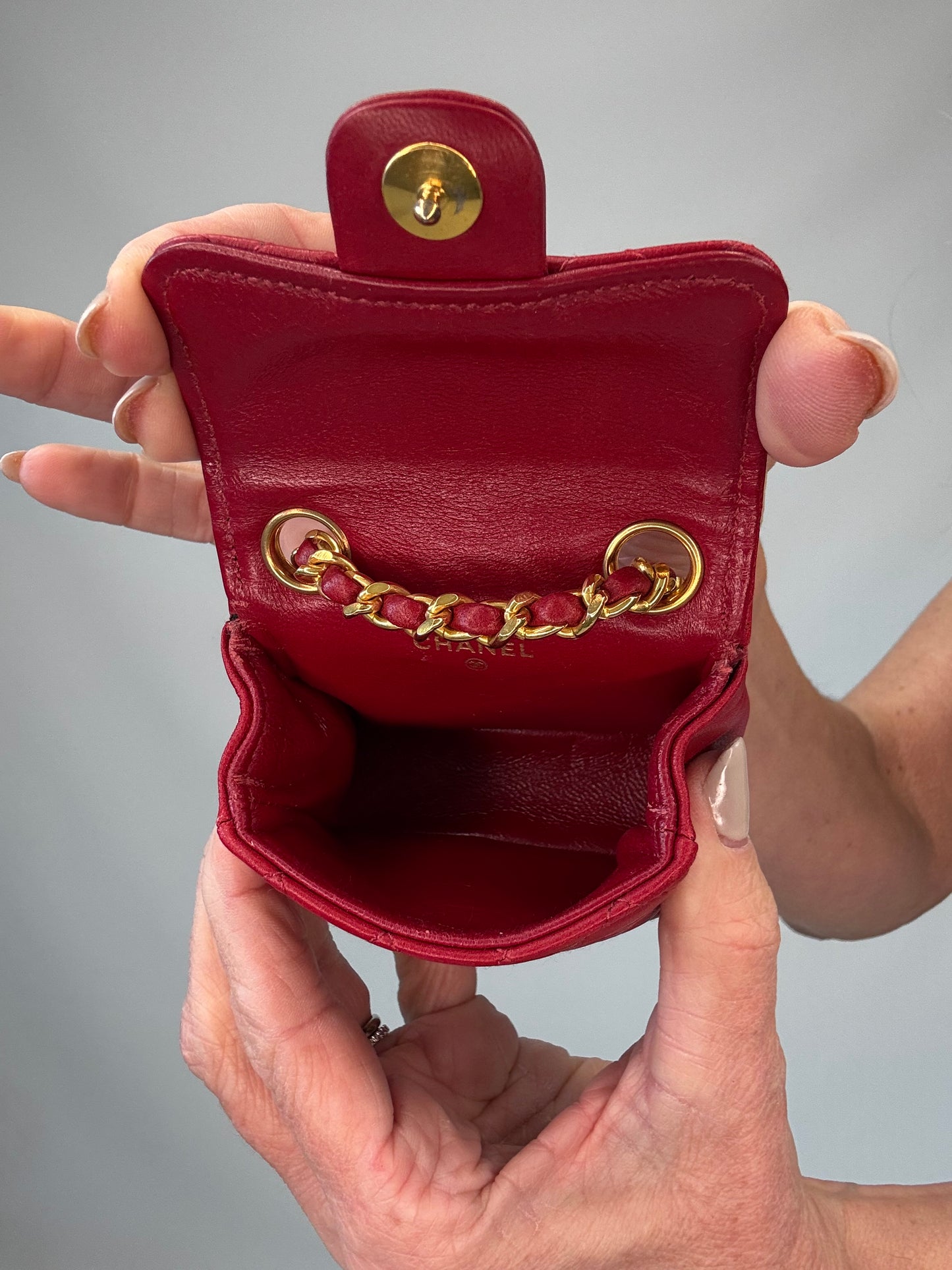 Chanel Red Quilted Lambskin Micro Mini Belt Bag - Red