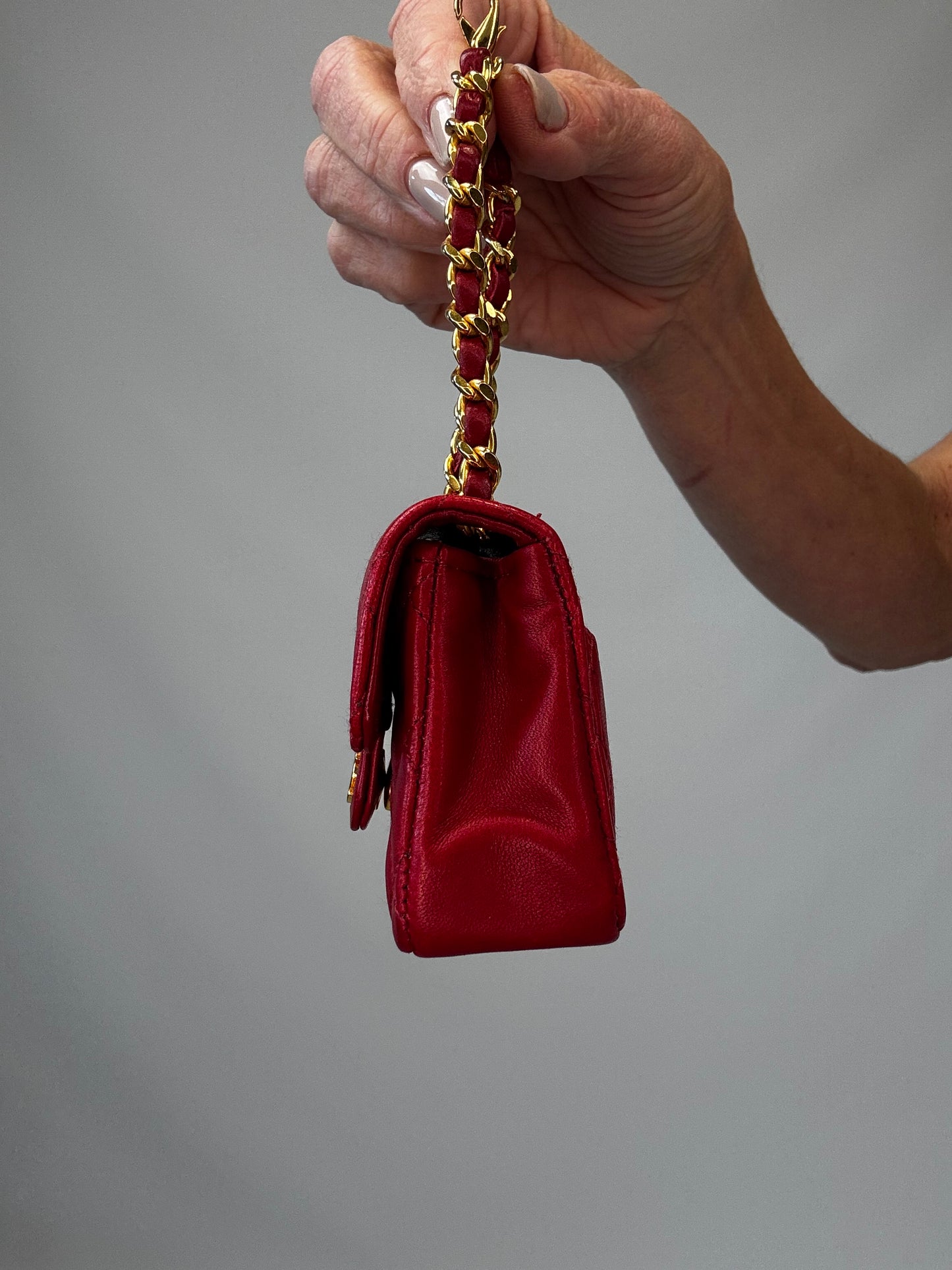 Chanel Red Quilted Lambskin Micro Mini Belt Bag - Red