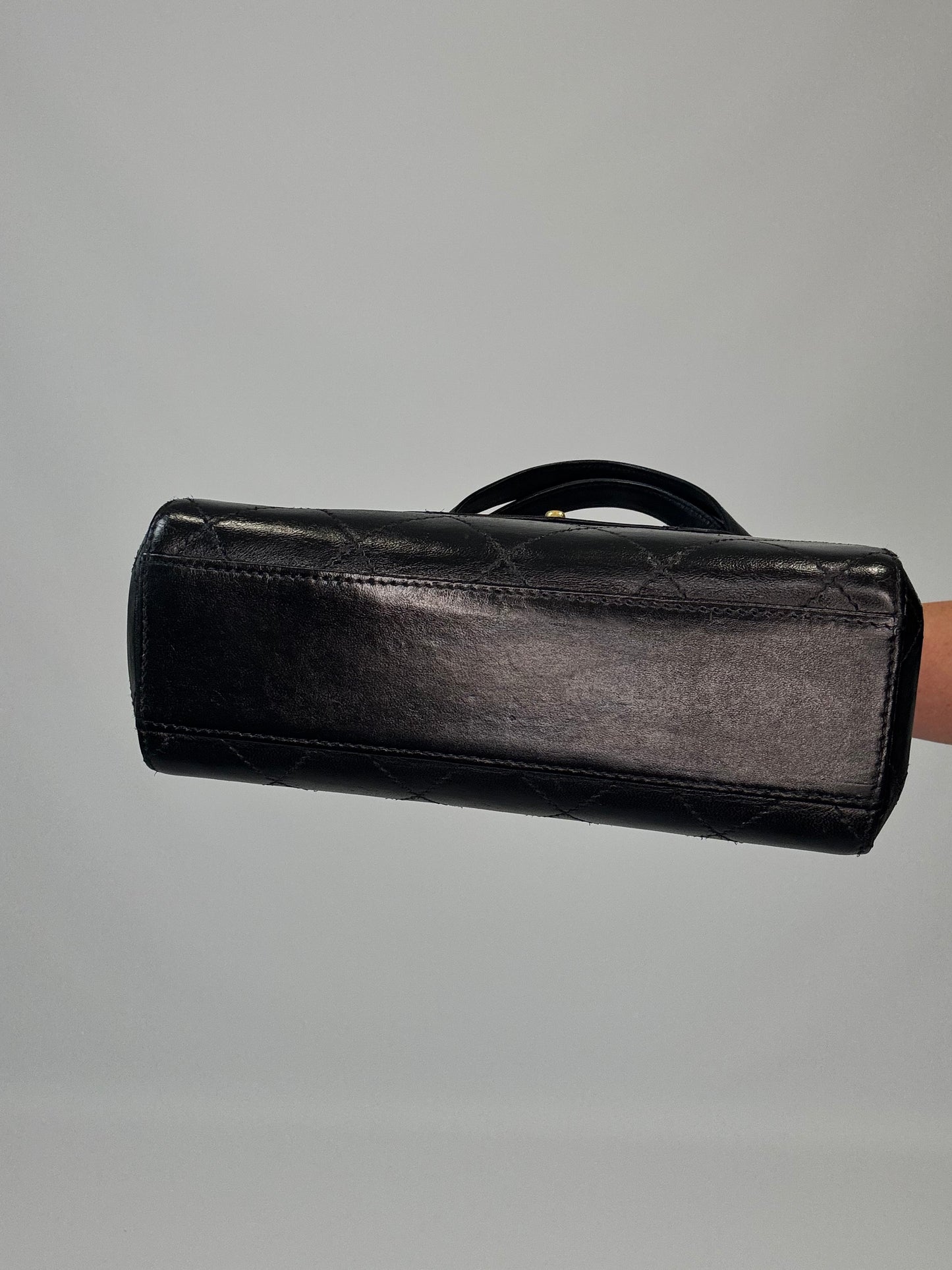 Chanel Vintage Quilted Lambskin Leather Handbag - Black