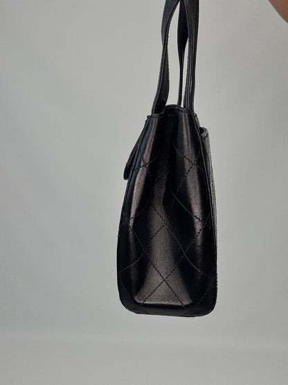 Chanel Vintage Quilted Lambskin Leather Handbag - Black