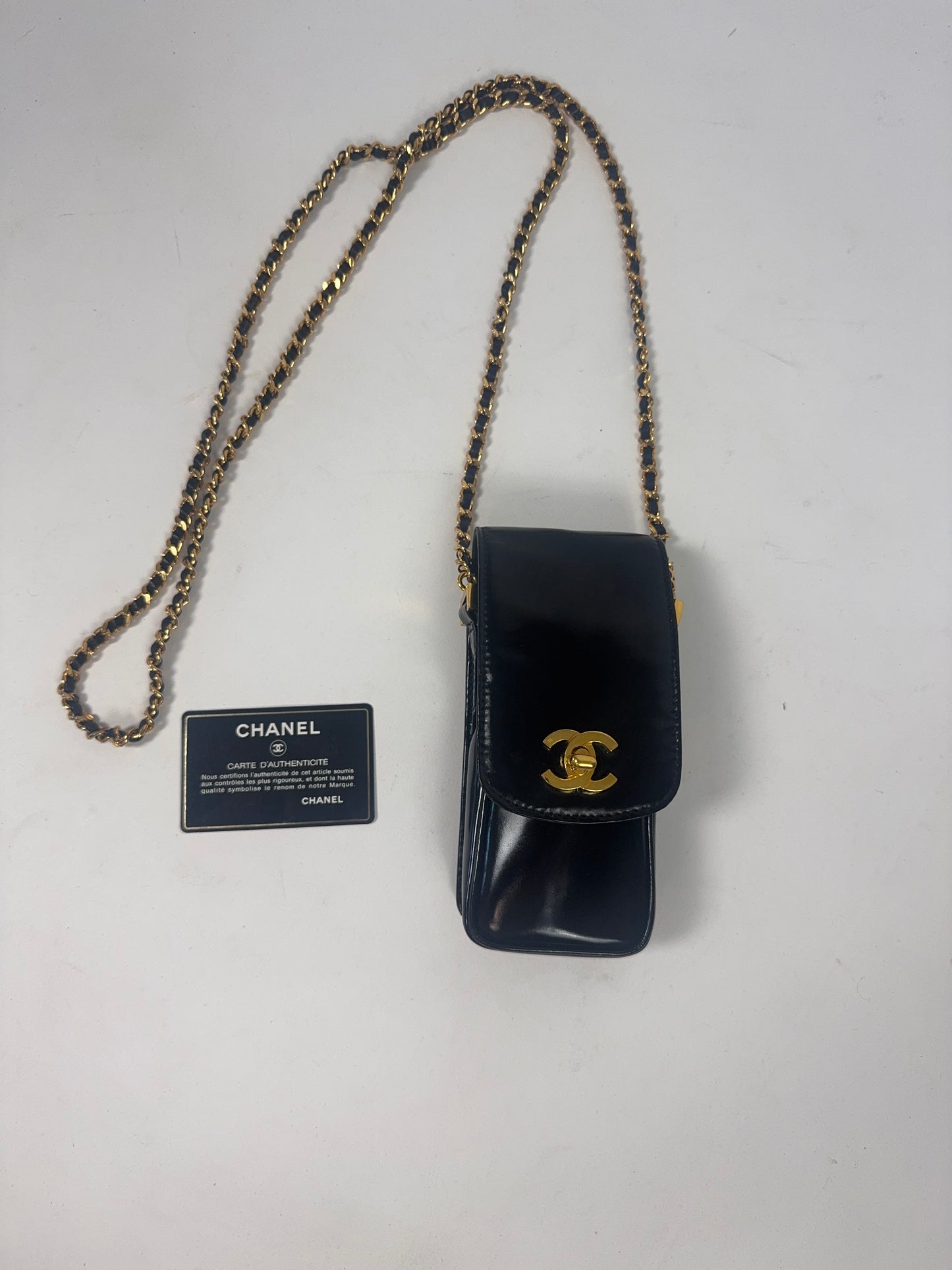 Chanel Patent Leather Crossbody Phone Holder