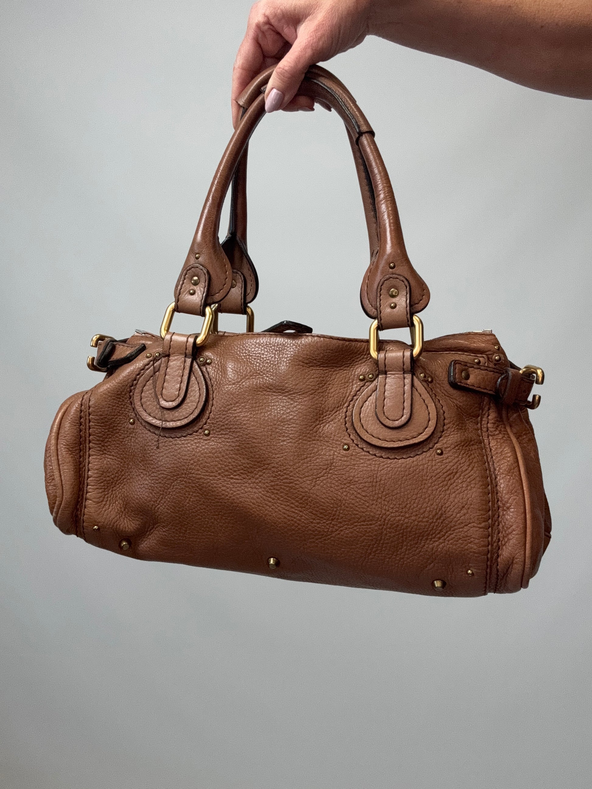 Chloé Paddington Shoulder Bag Brown back of handbag
