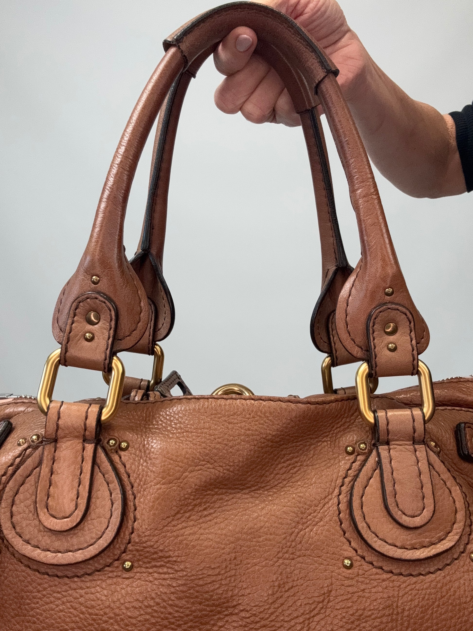 Chloé Paddington Shoulder Bag Brown back of top handles