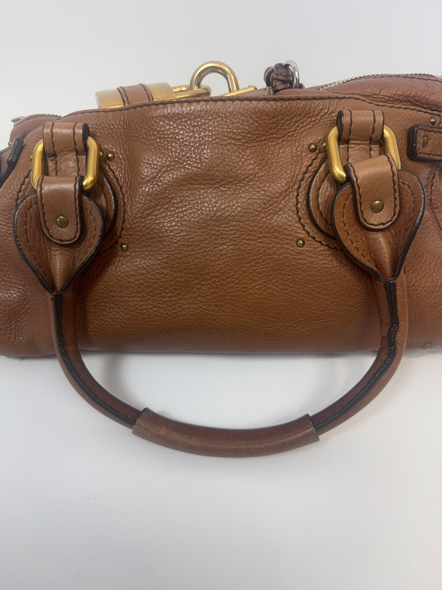 Chloé Paddington Shoulder Bag Brown interior of back top handle